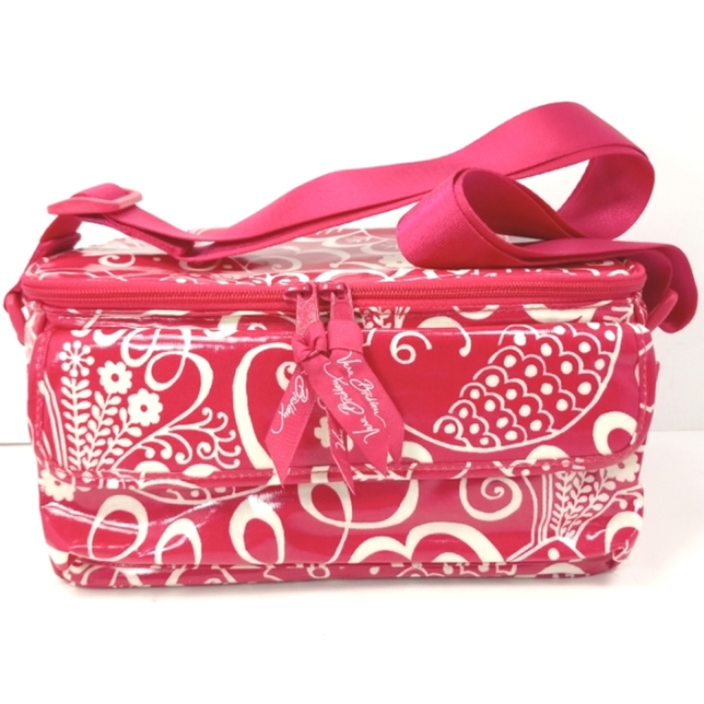 VERA BRADLEY 2010 Twirly Birds Pink Lined Thermal Tote Like New 2 Small Flaws - Picture 5 of 16